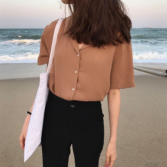 striped short sleeve blouse - Picture 3 of 3